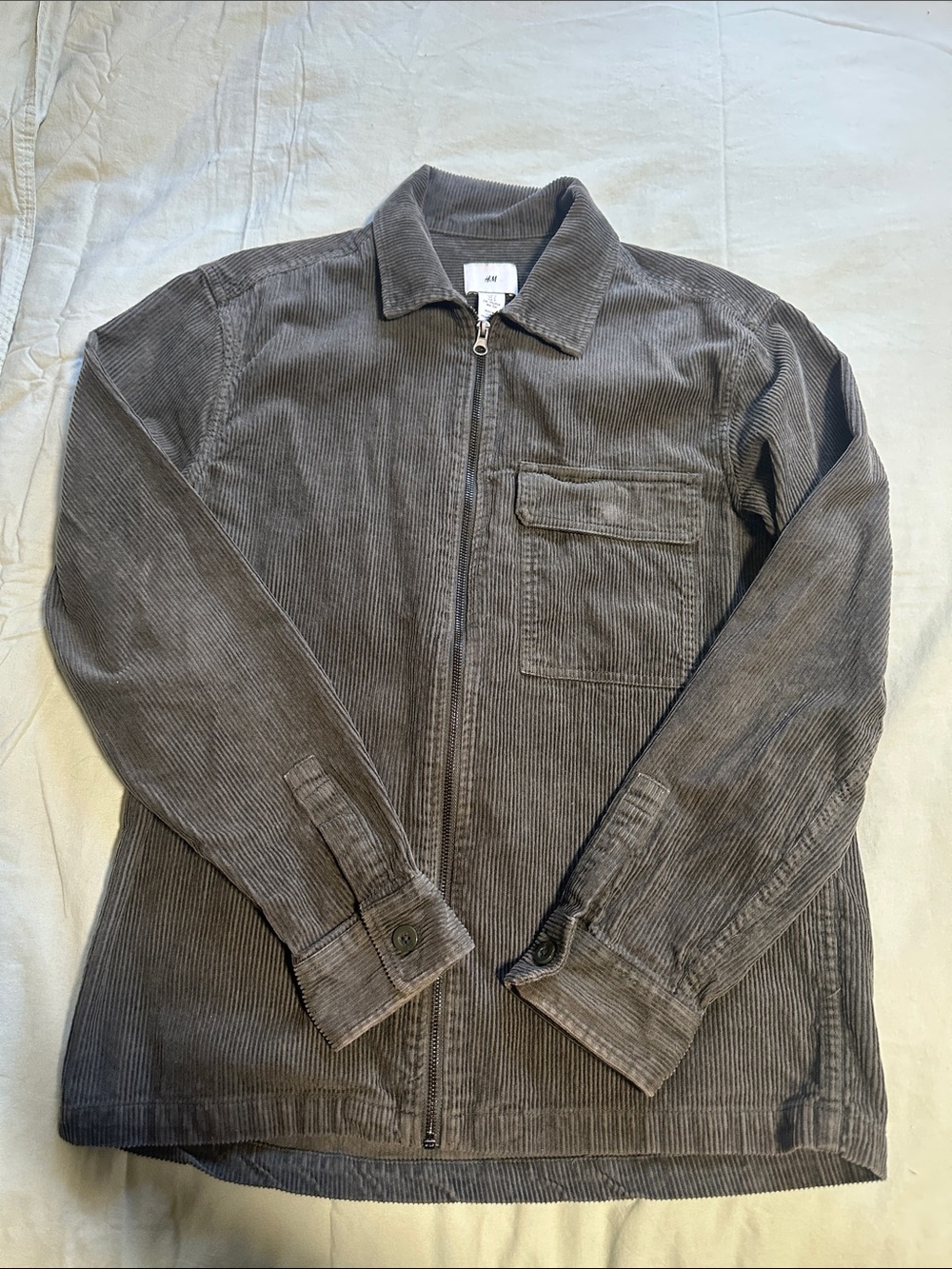 H&M Men's Corduroy Zip Jacket in Gray